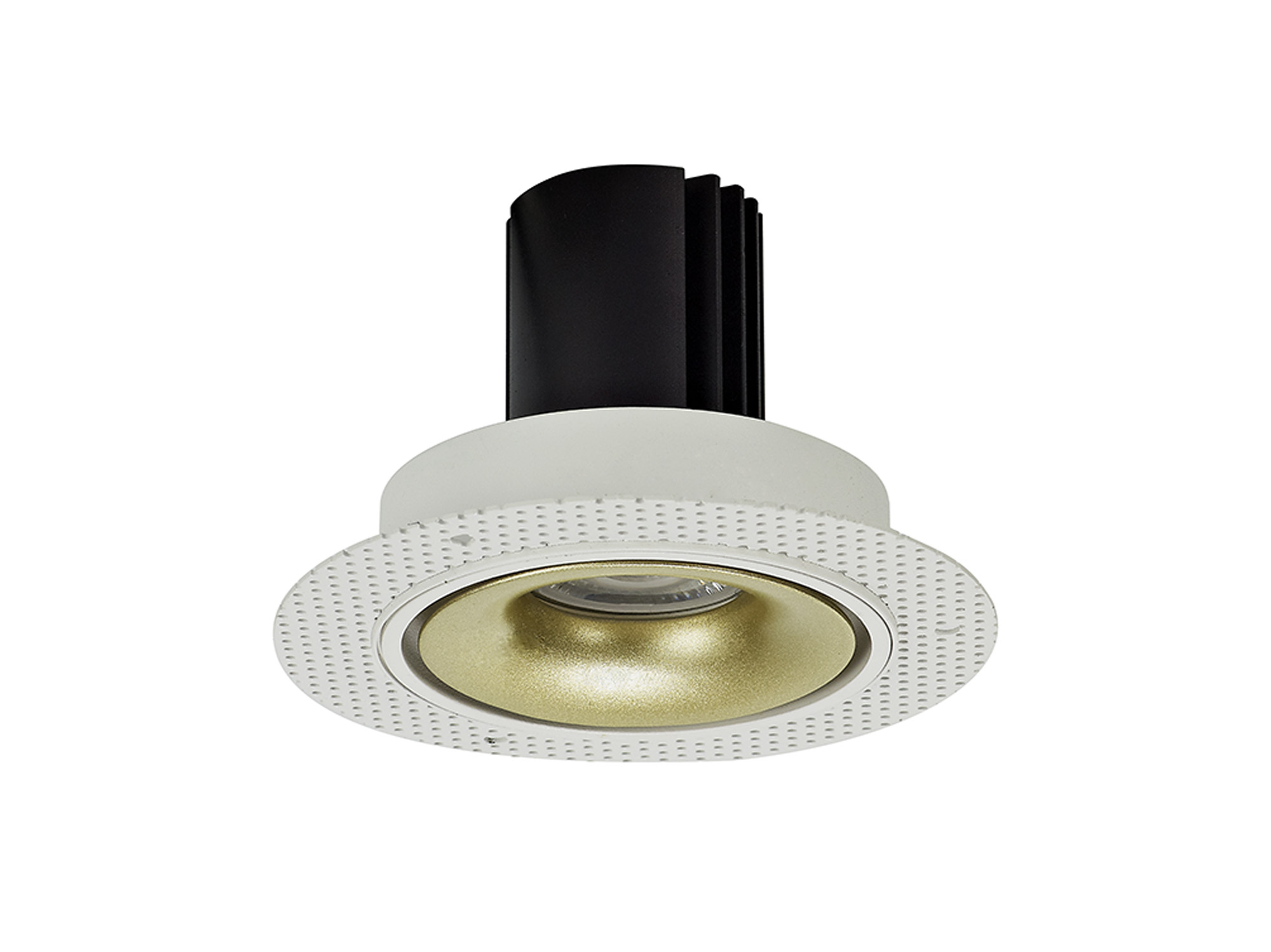 DM202180  Bolor T 12 Tridonic Powered 12W 2700K 1200lm 12° CRI>90 LED Engine White/Gold Trimless Fixed Recessed Spotlight, IP20